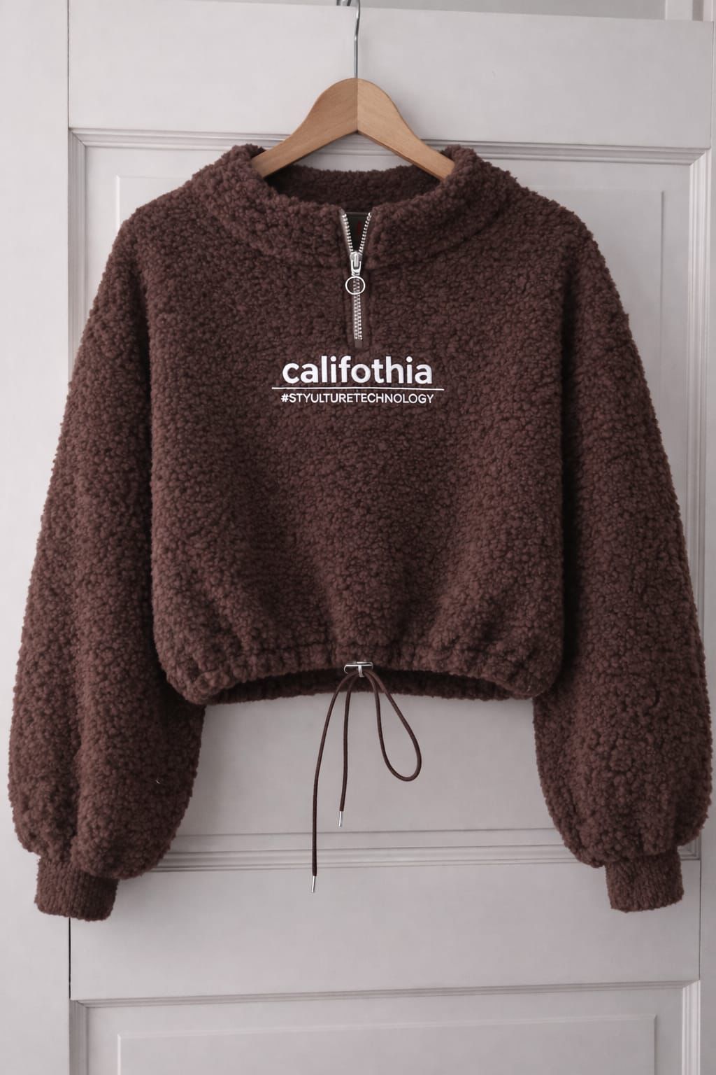 teddy fleece cropped hoodie.